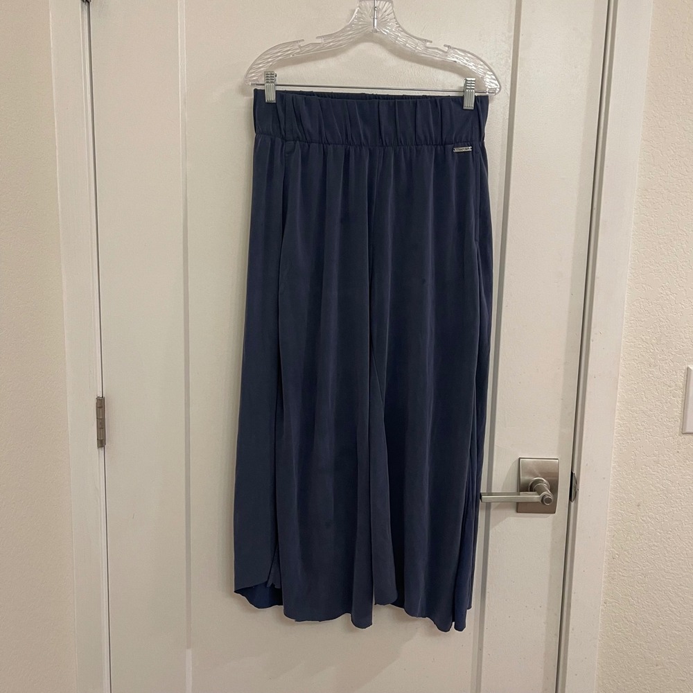 Sweaty Betty Wide Leg Slit Leg Pants Loungewear Yoga Sporty Athletic Blue
